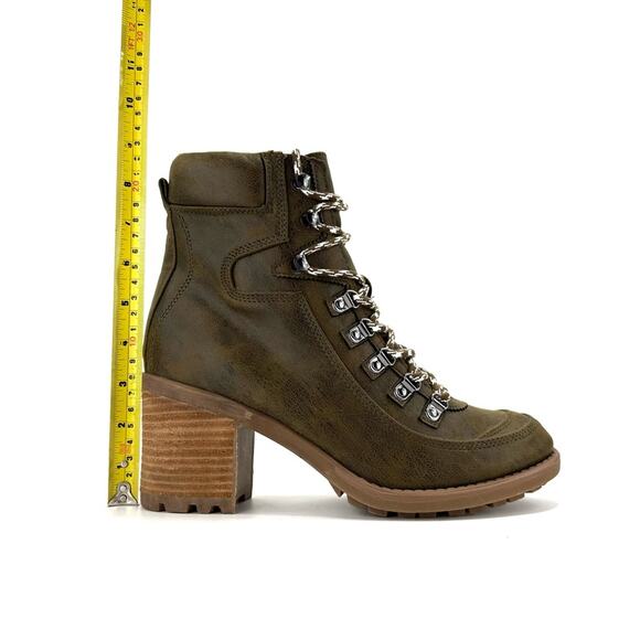 Carlos Santana Ardent Green Ankle Boot Sz 10 Faux Leather Block Heel Zip Closure - Picture 8 of 15